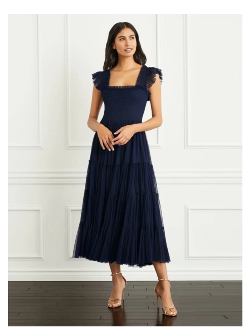 Hill House Navy Blue Tiered Midi Dress
